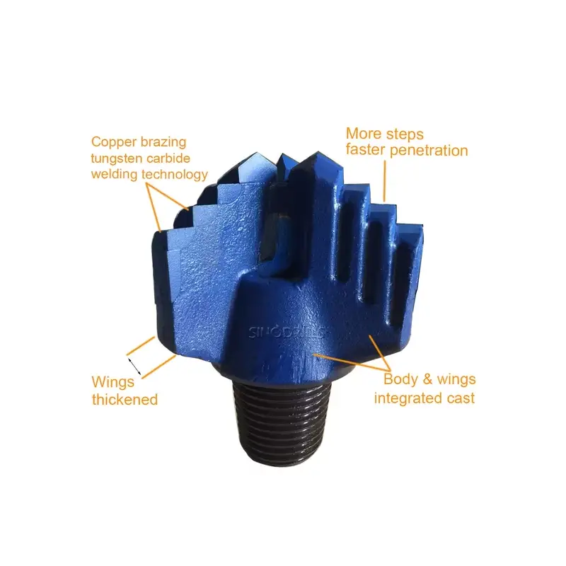3 wings step rotary drag bit