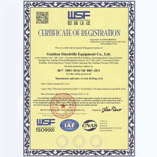 SINODRILLS renewed ISO 9001 2015