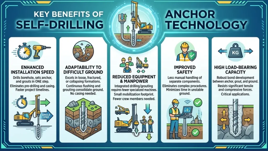 self drilling anchor benefits