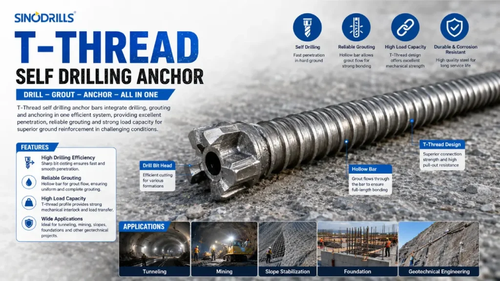 t thread self drilling anchor bar
