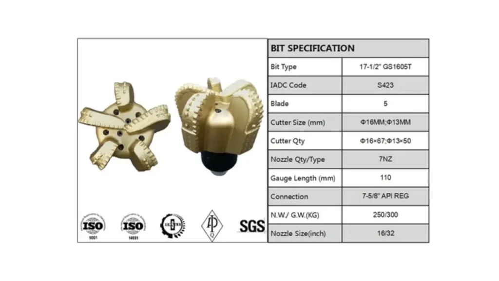 pdc drill bit specifications