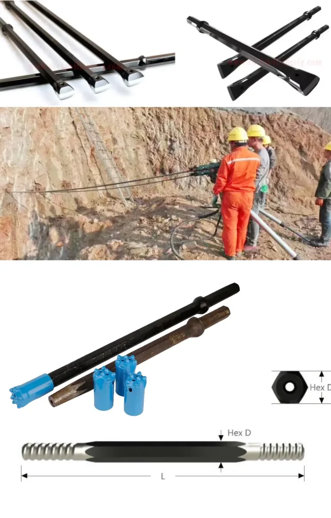 how to install hexagonal drill rods