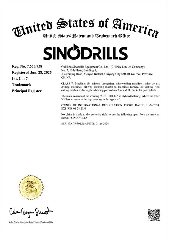 Sinodrills Trademark in USA
