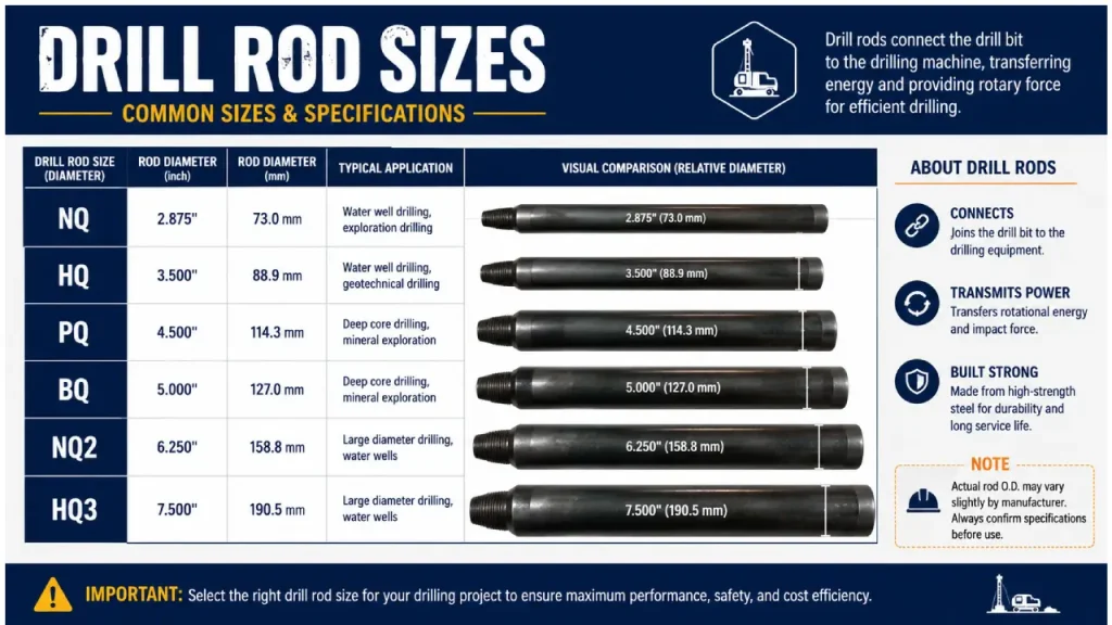 drill rod sizes