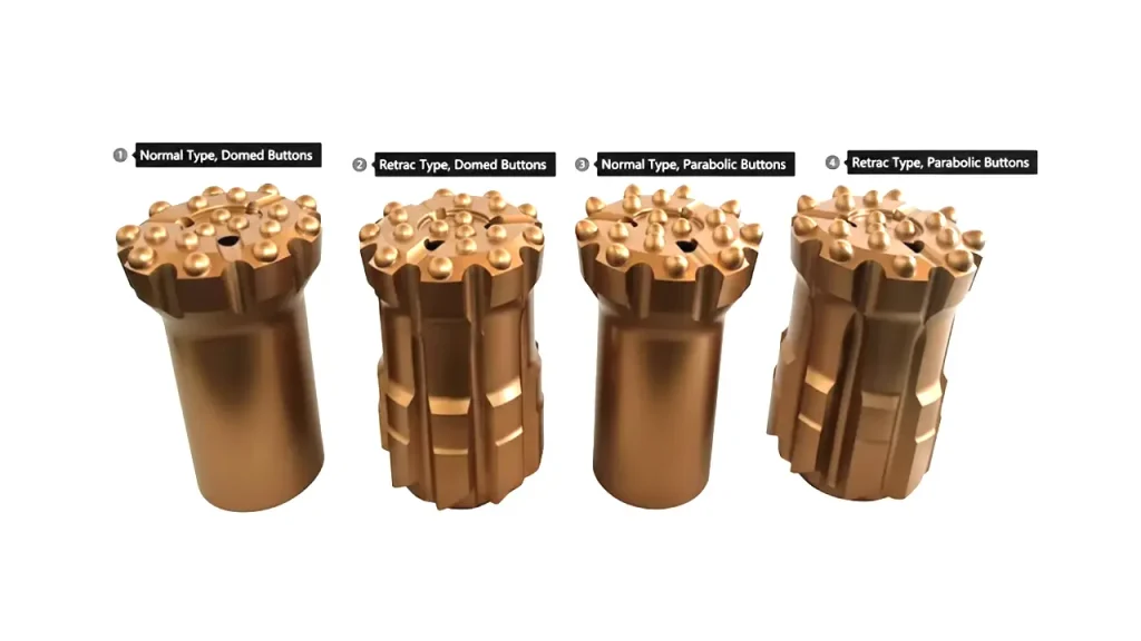 rock drill bits with different types of buttons