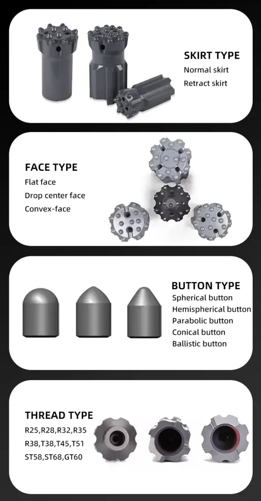 types of drill bits for rock drilling