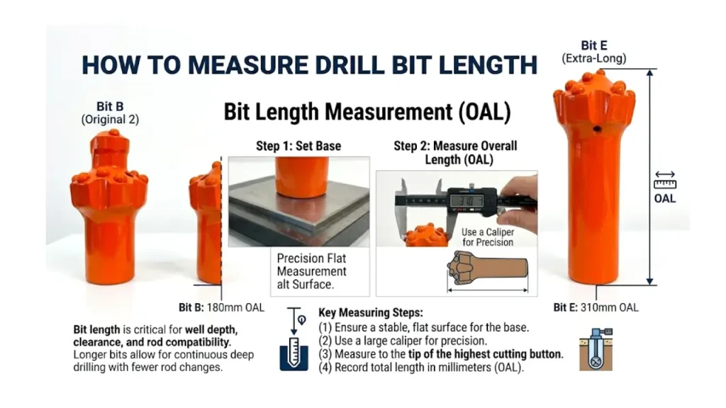 how to measure drill bit length