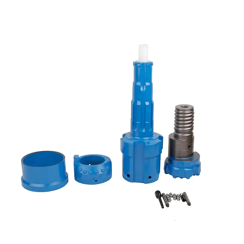 dth hammer drilling eccentric casing system with pilot bit an