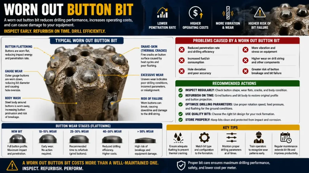 button bit worn out problems